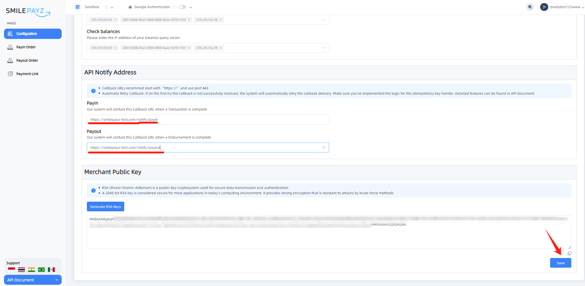 Callback Configuration