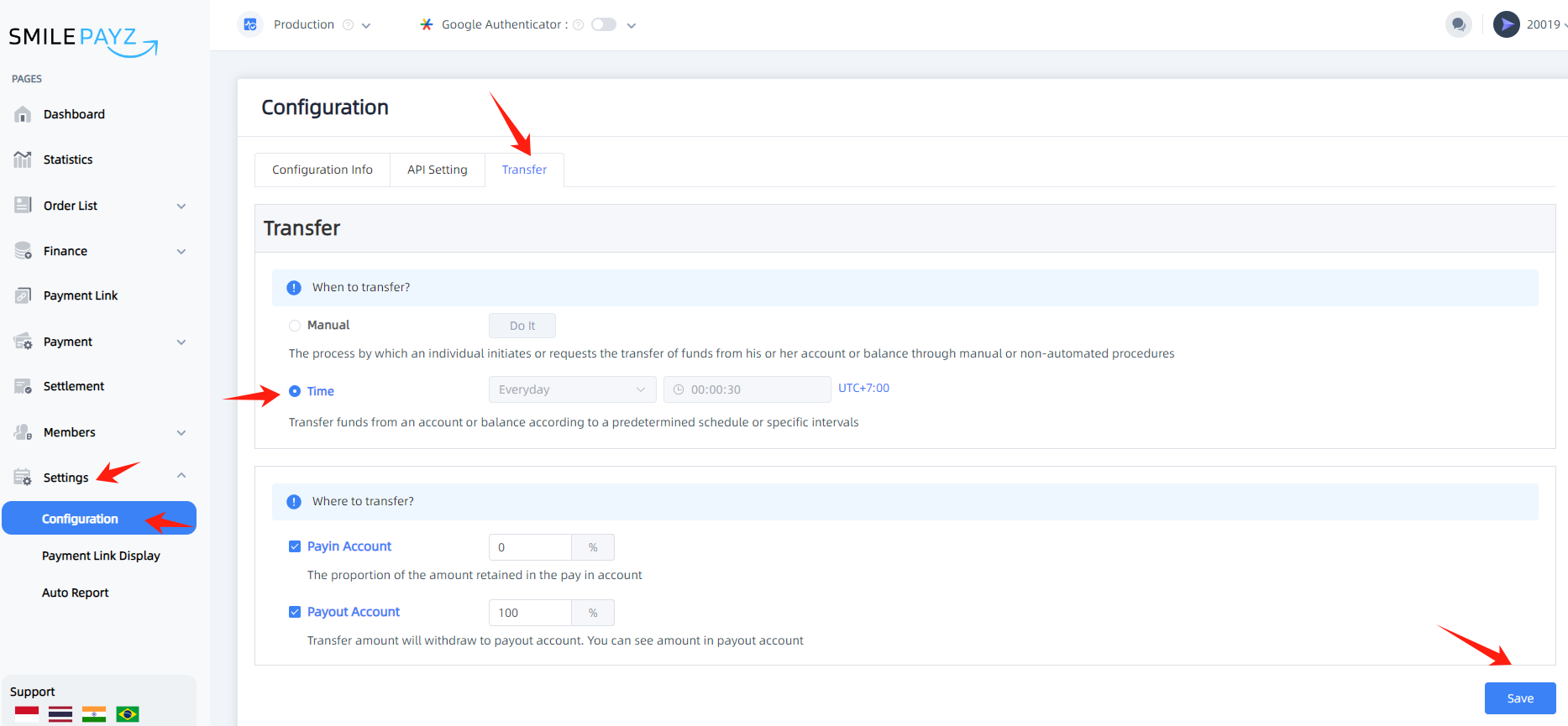 Auto Transfer Configuration