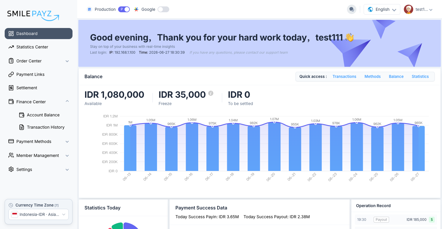 Dashboard — Balance 快捷区 仪表盘 — 余额摘要
