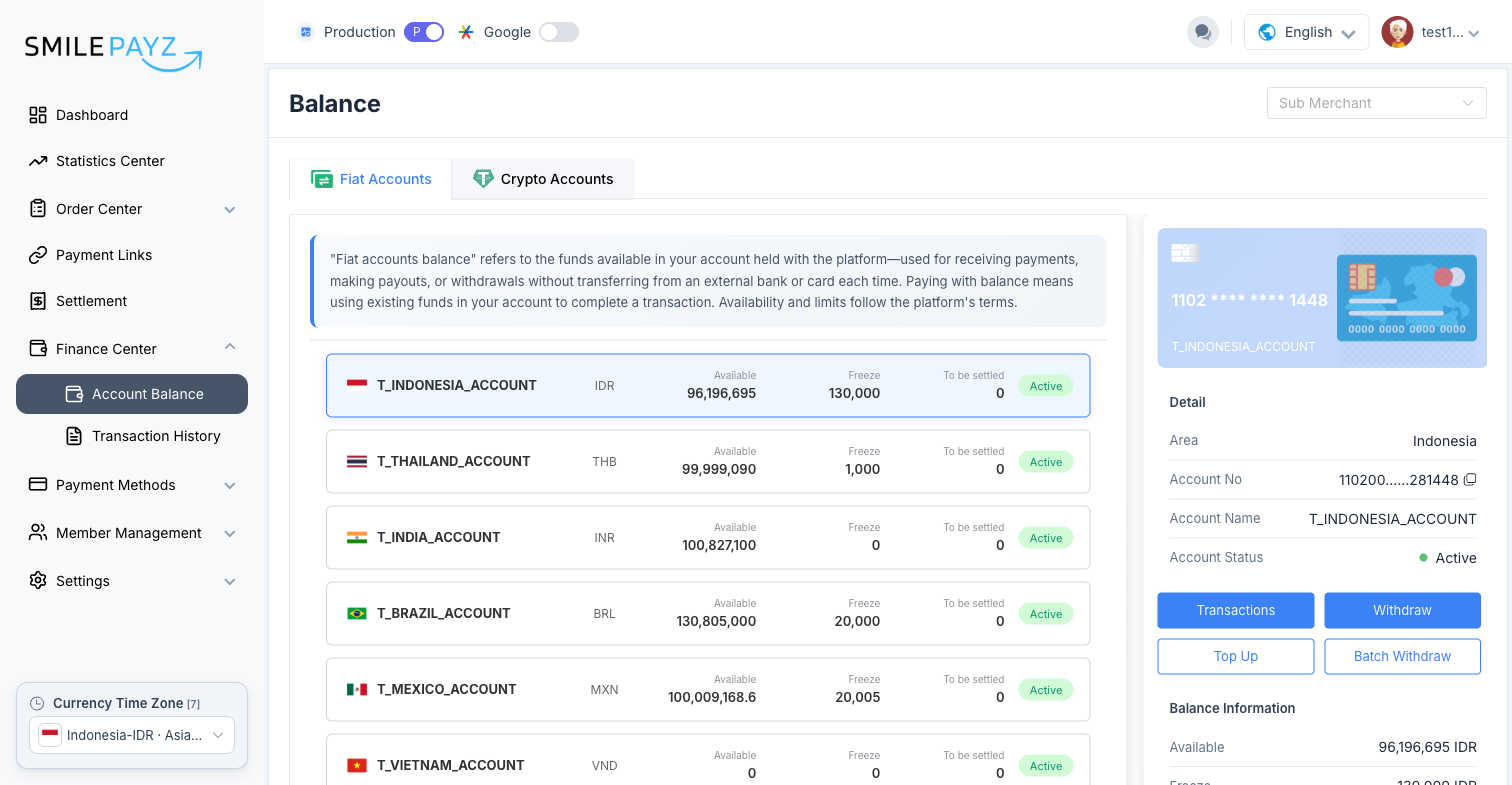 财务中心 — Account Balance(Fiat Accounts) 账户余额 — 法币账户