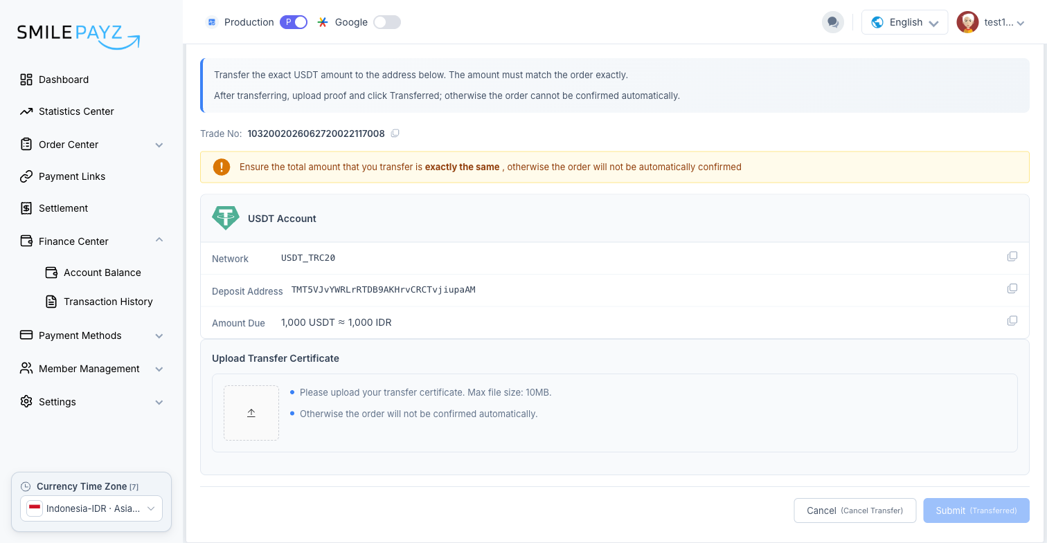 Step 2 — Fiat Payment Fiat Payment 充值地址